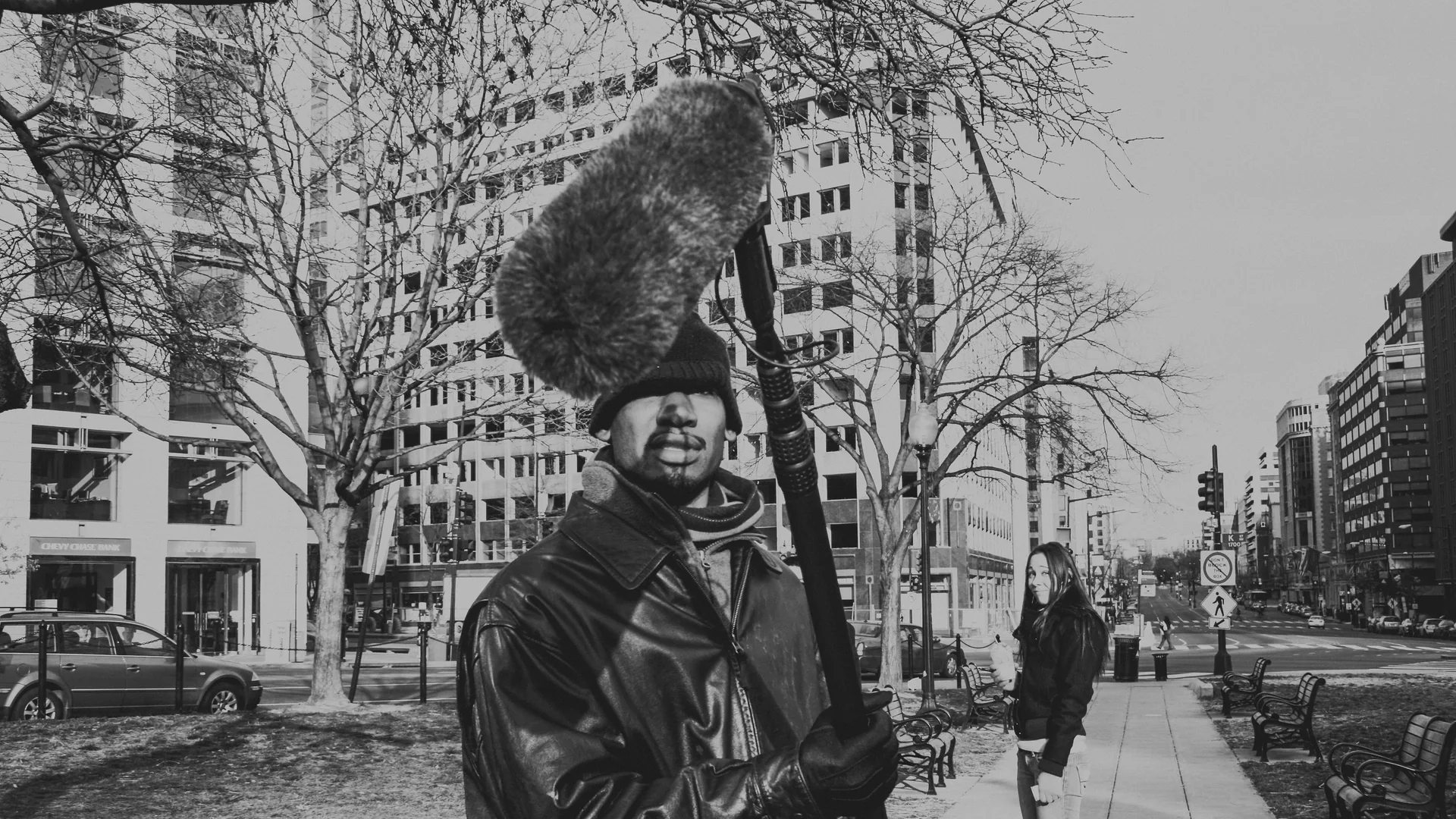 Net 30 Is Quietly Breaking Production Crews 3 Boom operator holding the mic on a city street during a C&I Studios shoot